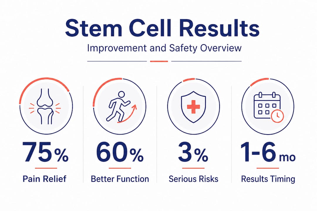 Infographic showing key outcomes of stem cell therapy