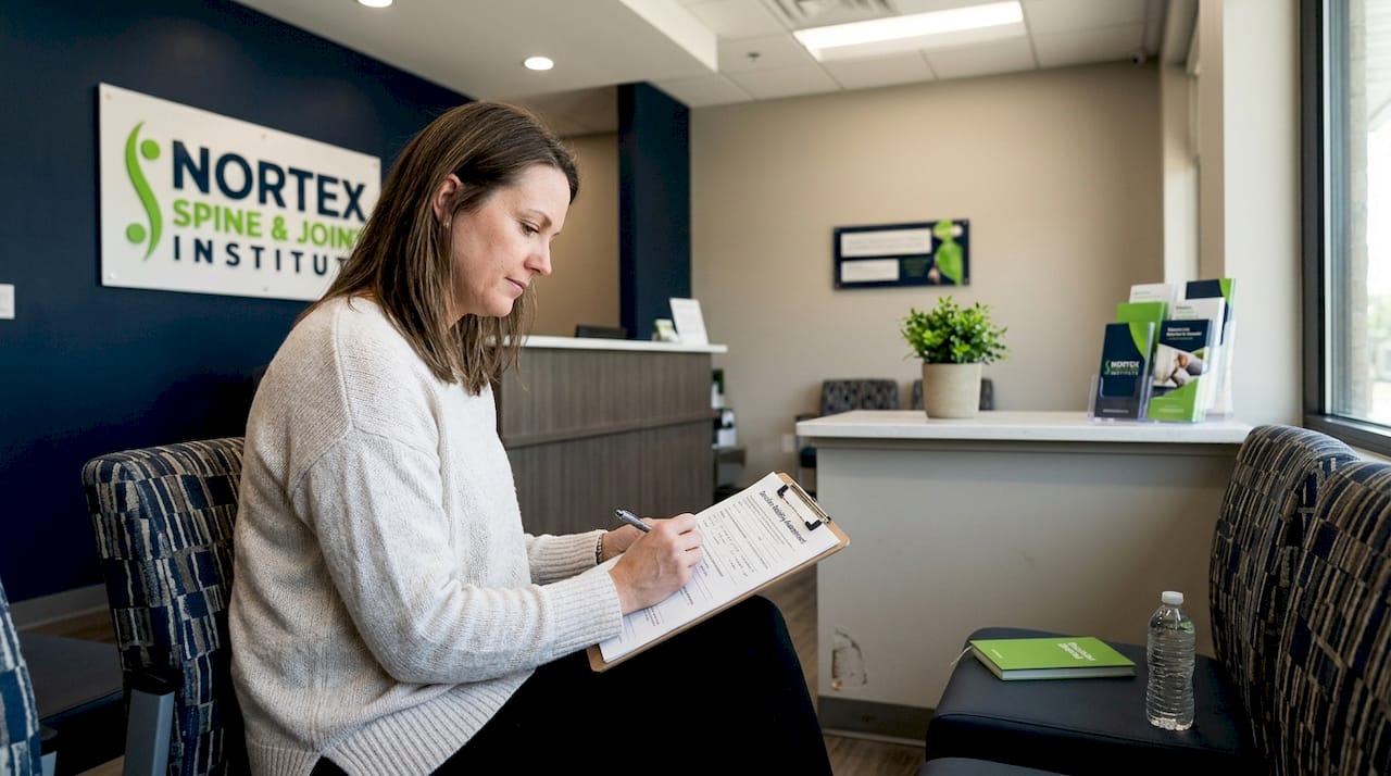 Patient completing pre-therapy baseline assessment
