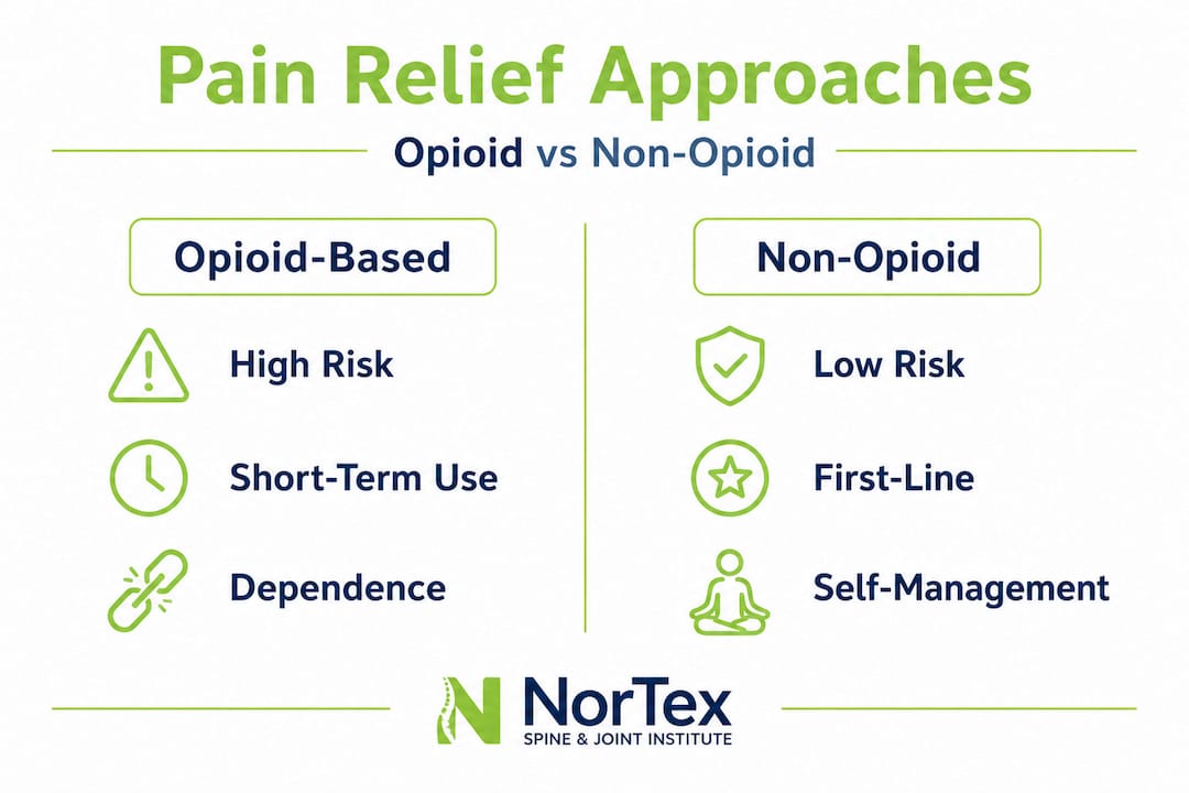 Infographic comparing opioid and non-opioid treatments