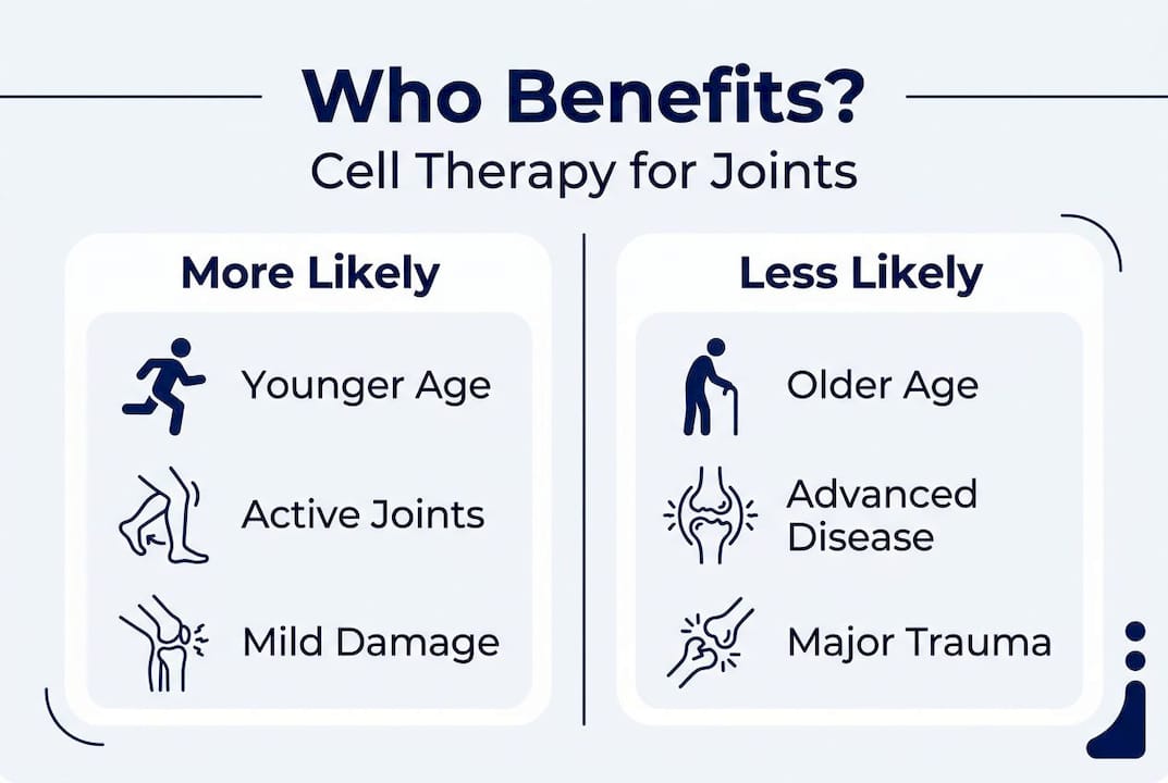 Infographic comparing who benefits most from cell therapy