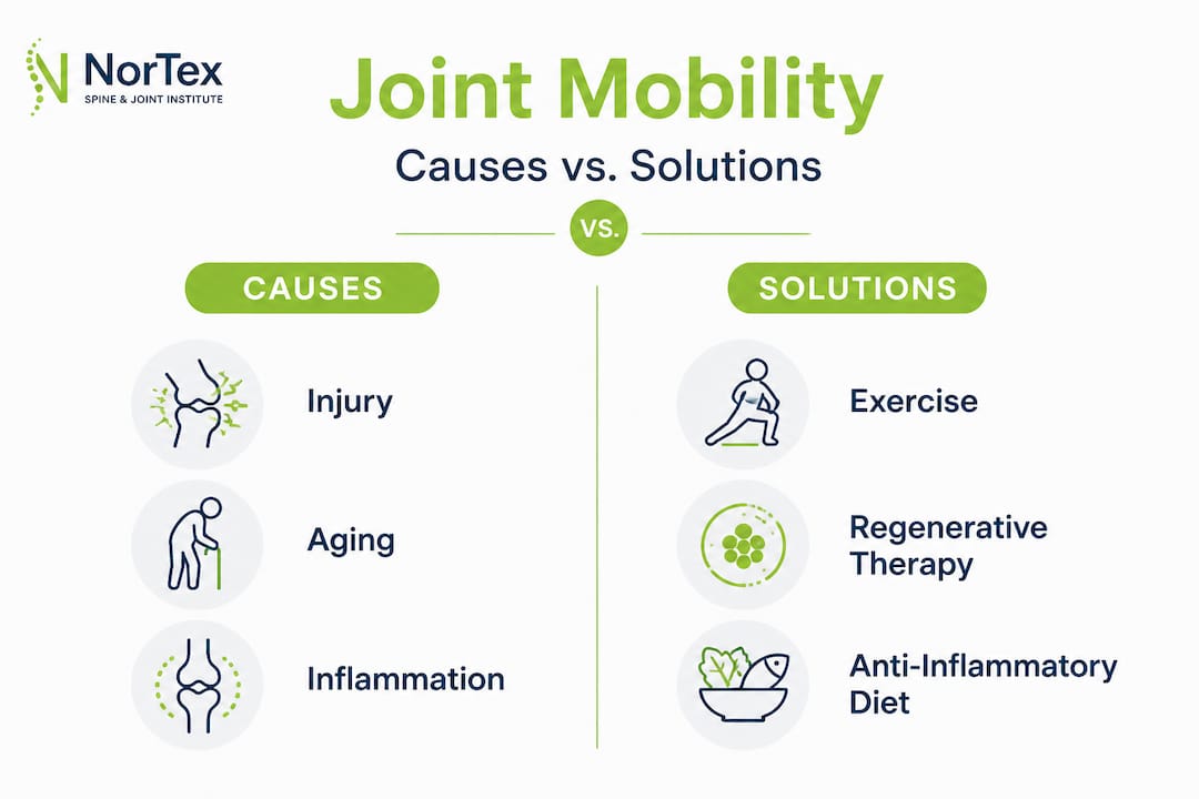 Infographic comparing joint mobility causes and solutions