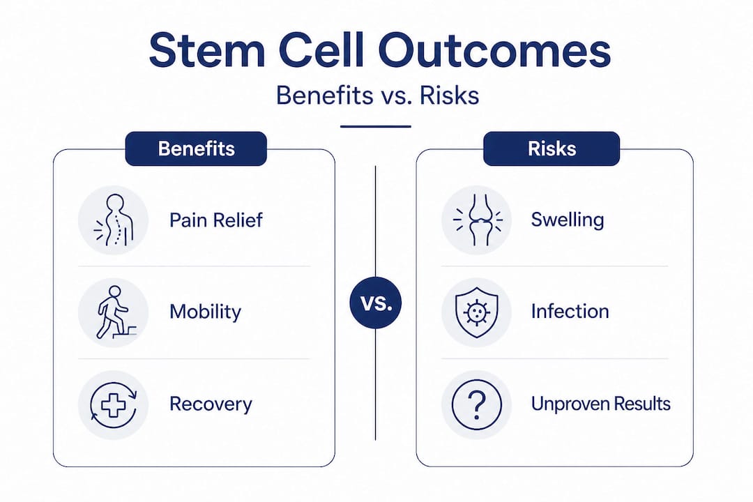 Infographic comparing stem cell benefits and risks
