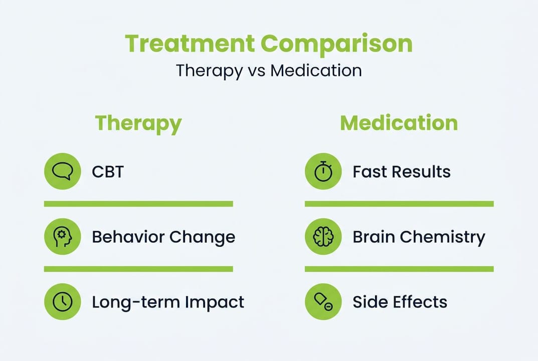 Infographic comparing therapy and medication approaches