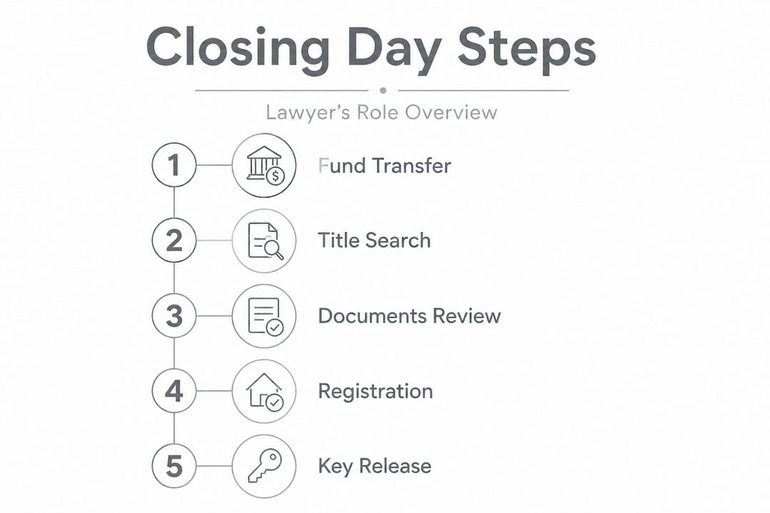 Infographic with lawyer’s closing steps in flow