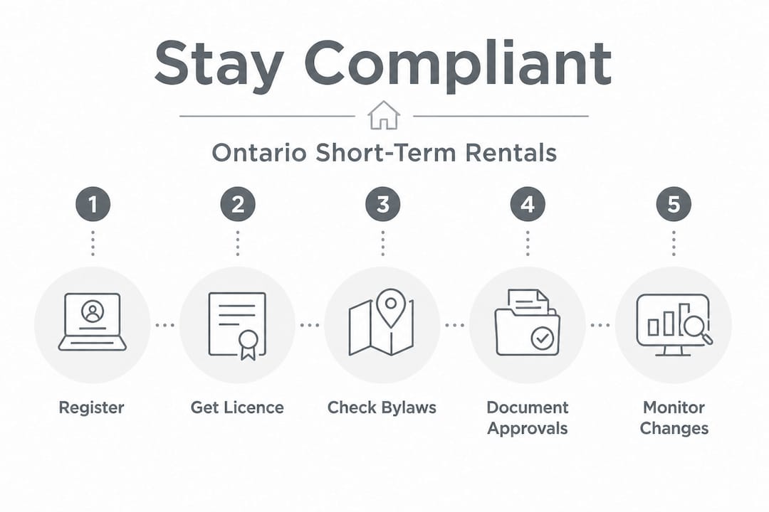 Infographic showing compliance steps for Ontario rentals
