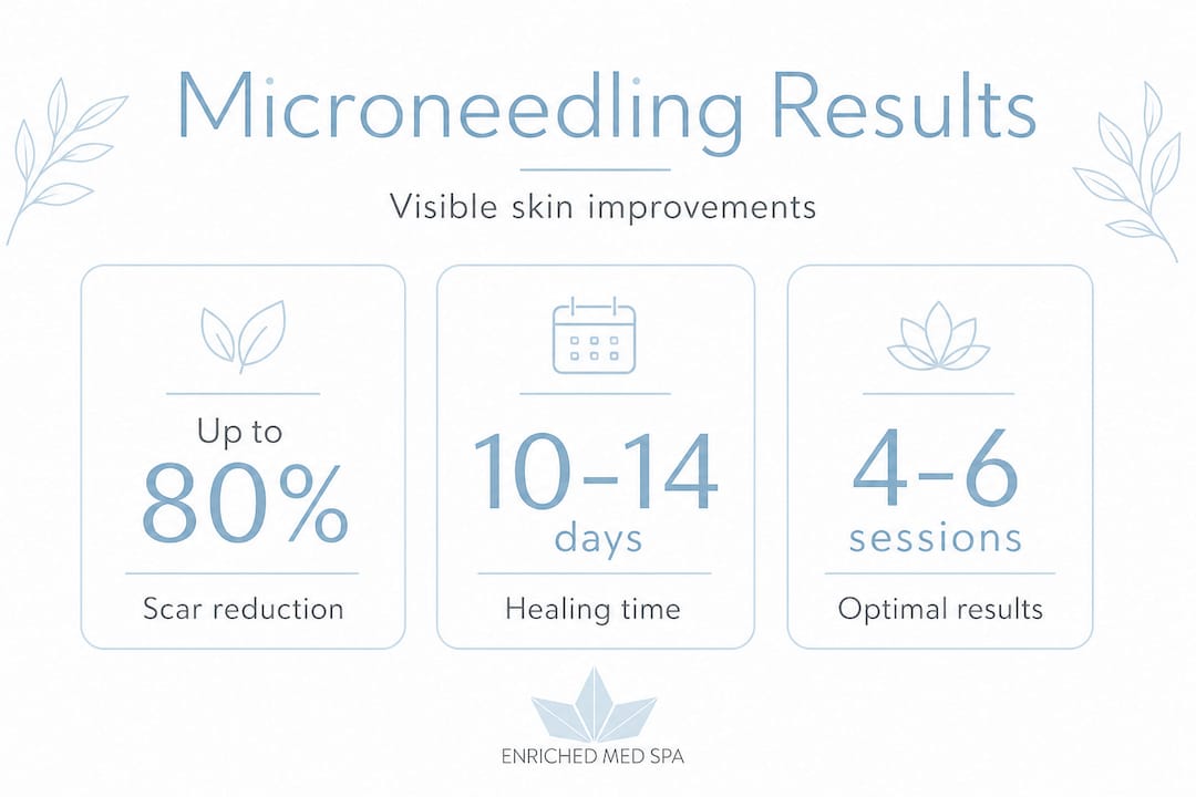 Infographic showing microneedling healing and effectiveness stats