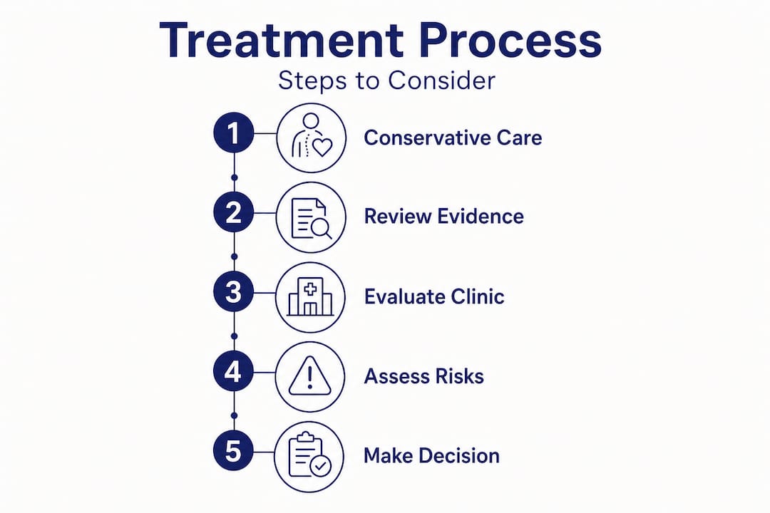 Infographic showing stem cell therapy decision steps