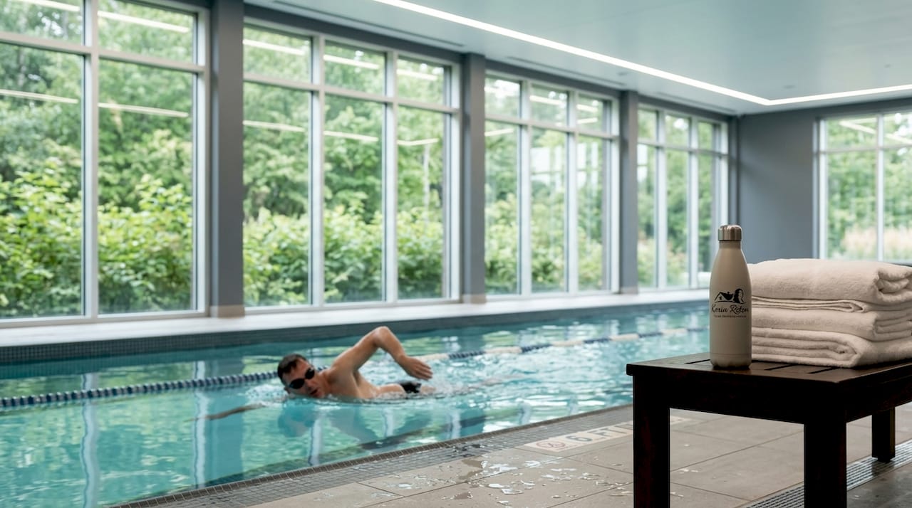 Resident swimming at Friday Harbour pool