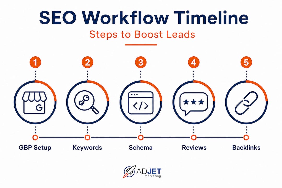 Infographic of real estate SEO timeline steps