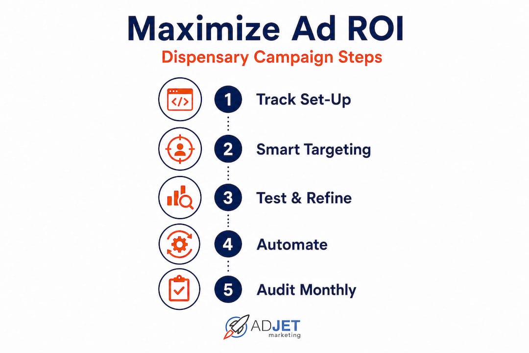 Infographic steps to optimize dispensary Google Ads