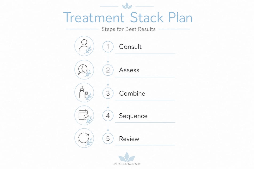 Infographic showing med spa treatment stacking steps