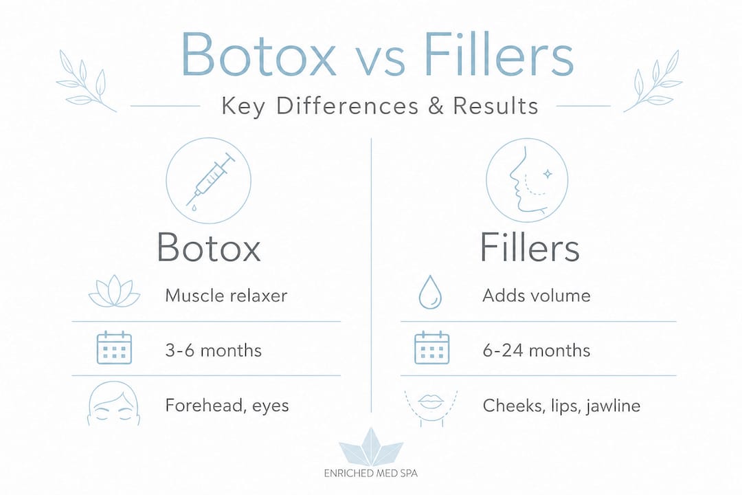 Comparison chart showing Botox vs fillers