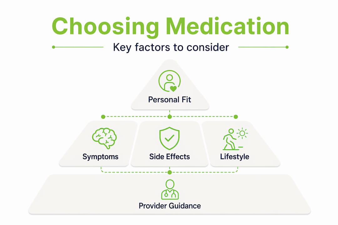 Pyramid infographic: factors in choosing anxiety medication