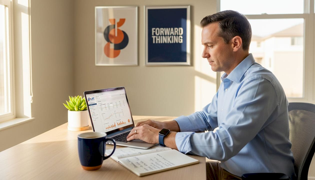 Specialist launching medspa ad campaigns at desk