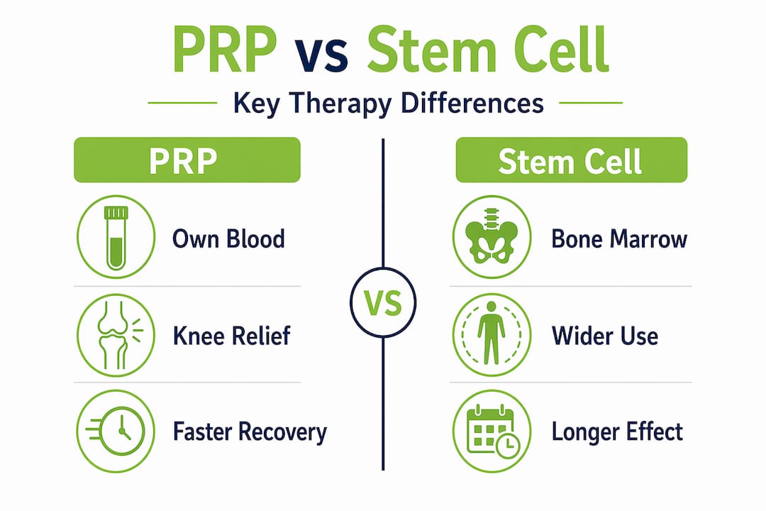 Infographic comparing PRP to stem cell therapy