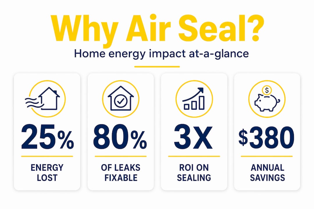 Infographic highlighting air sealing energy savings