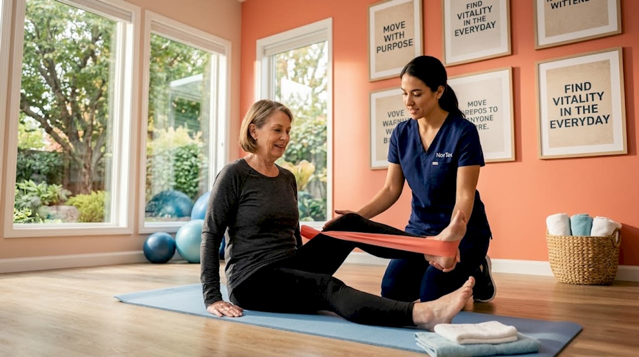 Physical therapy session with knee exercises