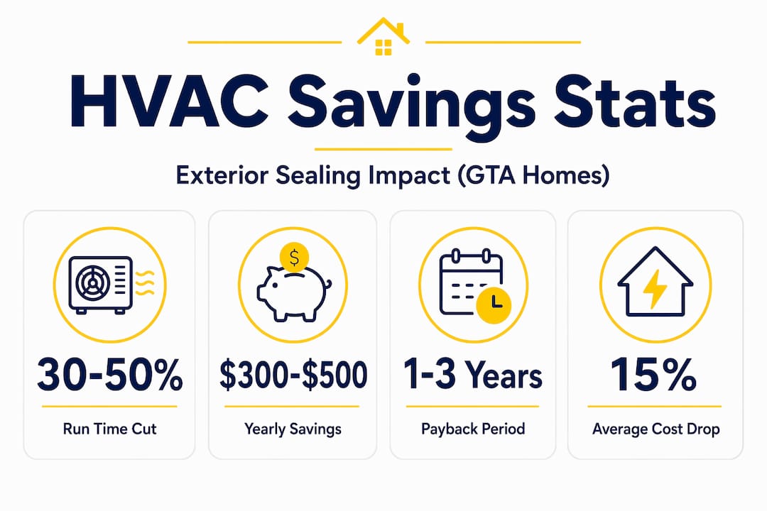 Infographic with HVAC savings statistics from sealing