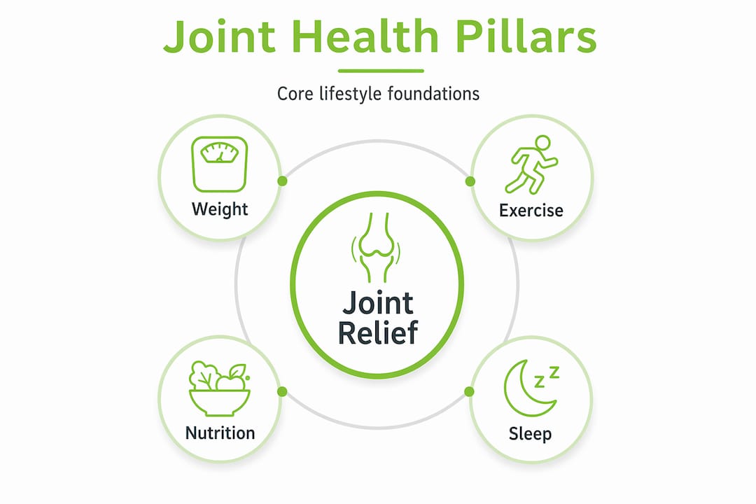 Hierarchy infographic of core joint health pillars