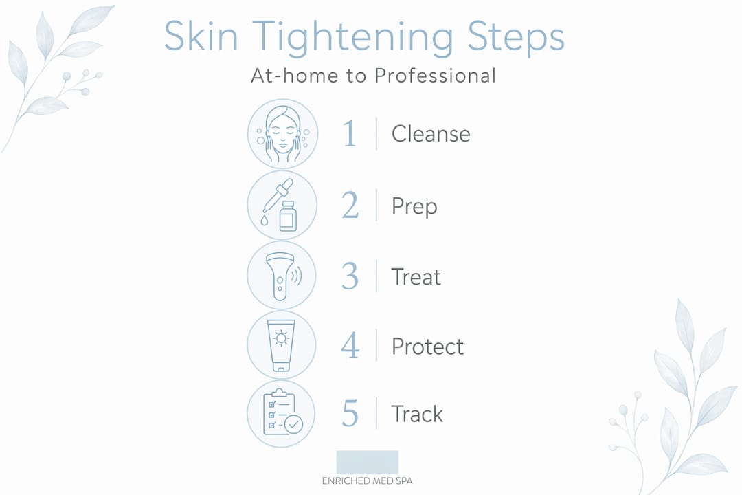 Vertical flow infographic of skin tightening steps