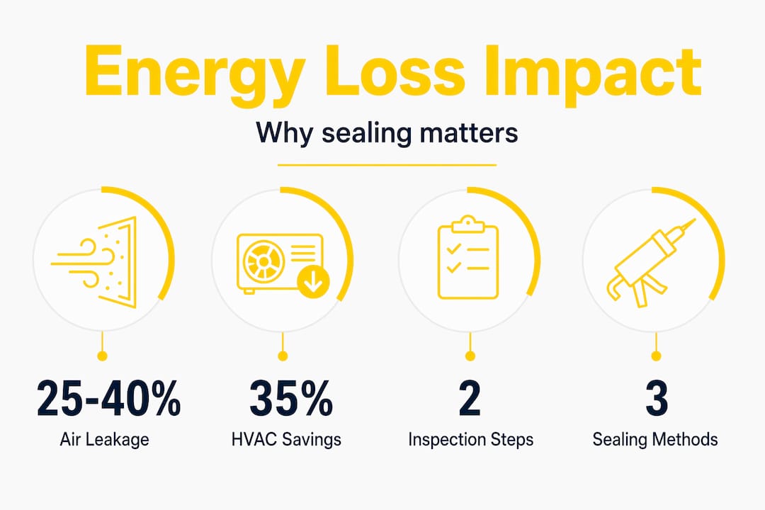 Infographic showing energy loss statistics and sealing benefits
