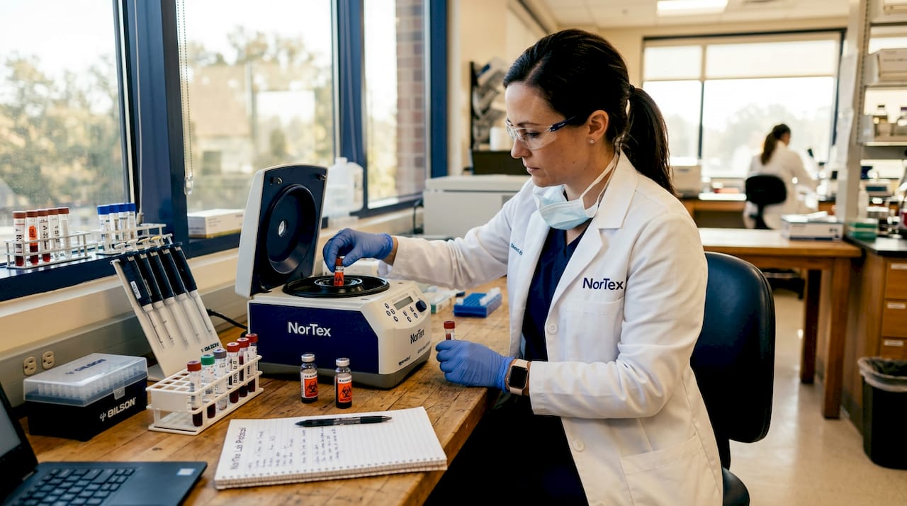 Lab technician preparing PRP blood sample