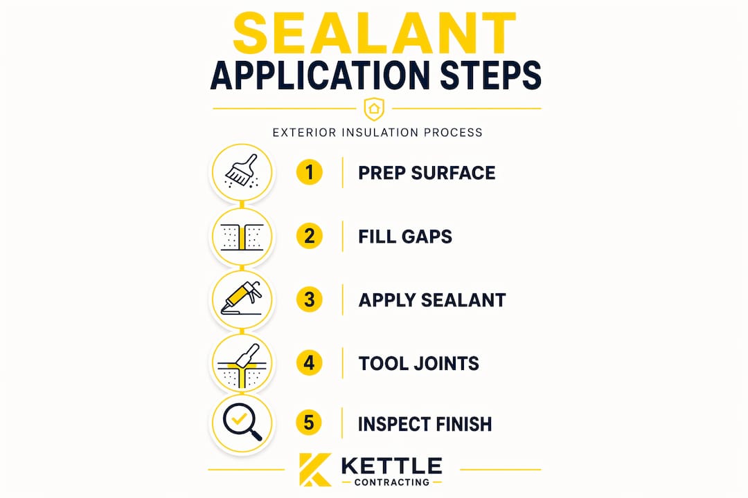 Infographic of exterior insulation sealing steps