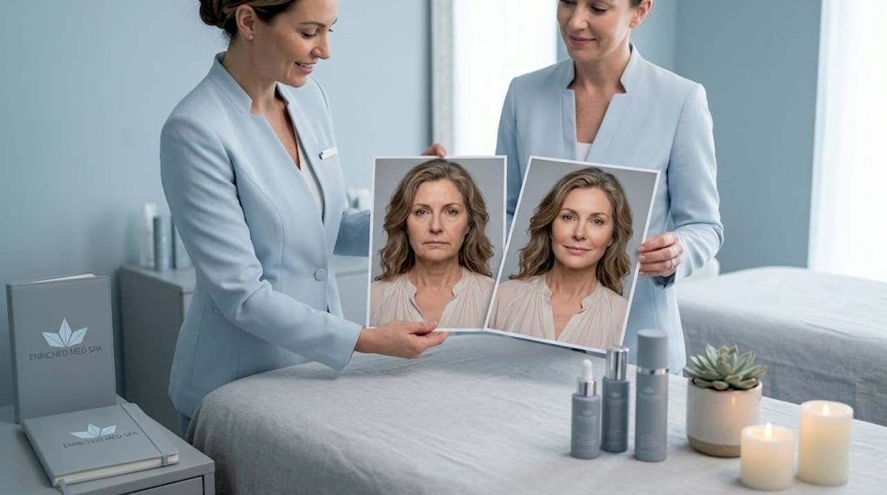 Thread lift before and after photo comparison