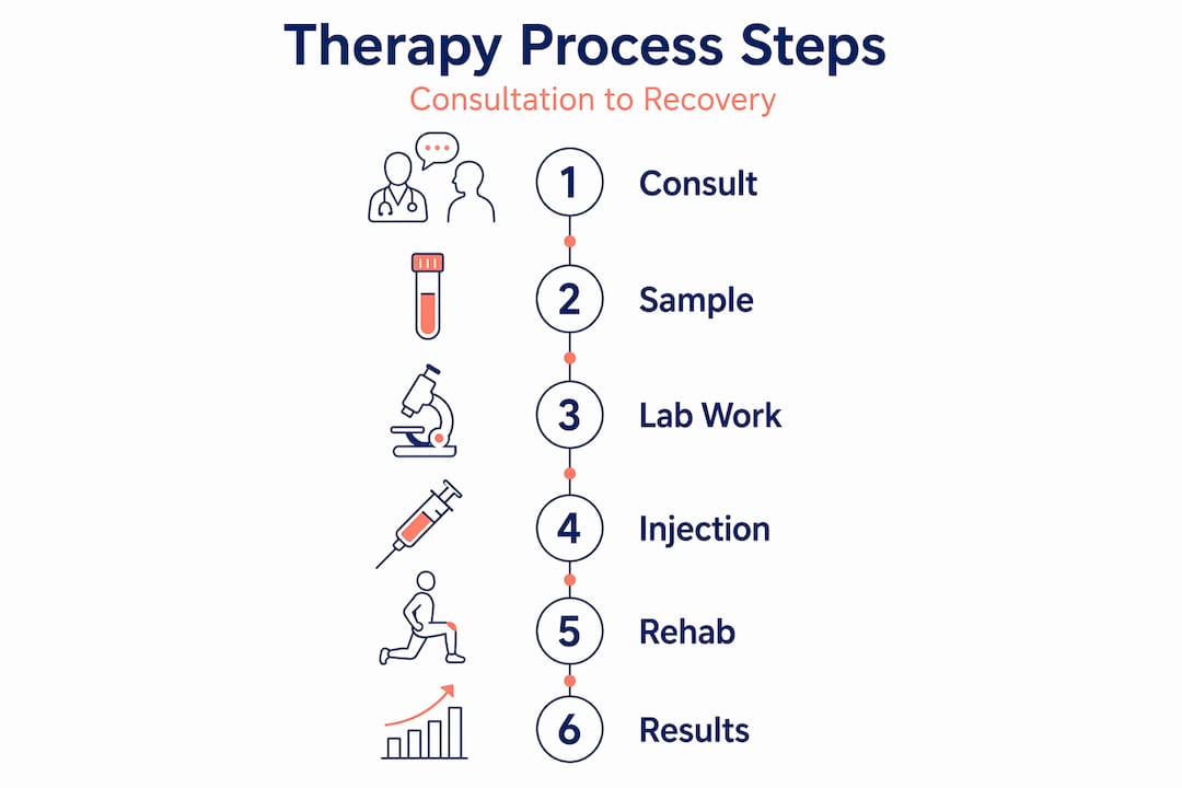 Infographic showing regenerative therapy step-by-step