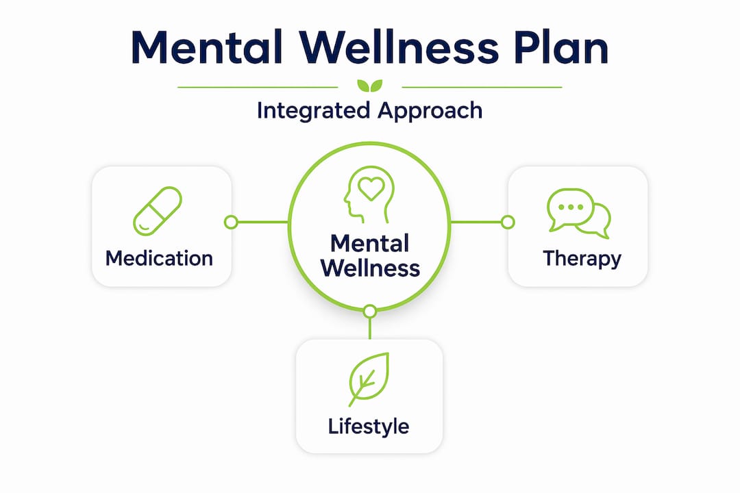 Infographic mental wellness integration plan