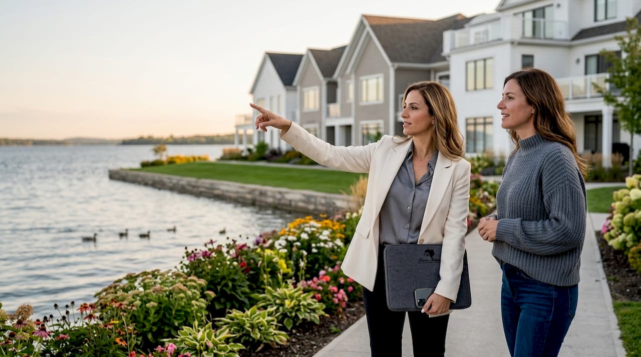 Agent showing Friday Harbour lakeside properties