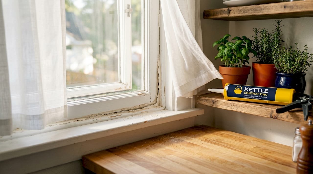 Hardened caulk failing around window joint