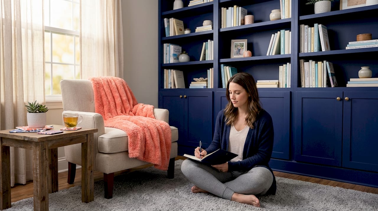 Woman journaling for stress recovery support