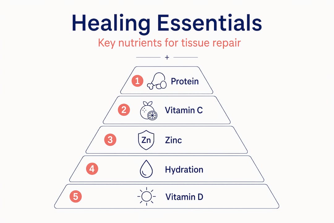 Infographic highlighting nutrients for tissue healing