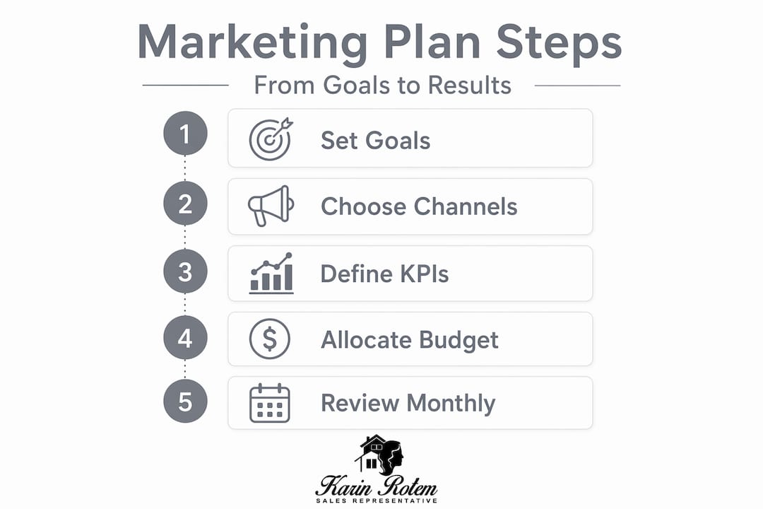 Infographic with steps from goals to results