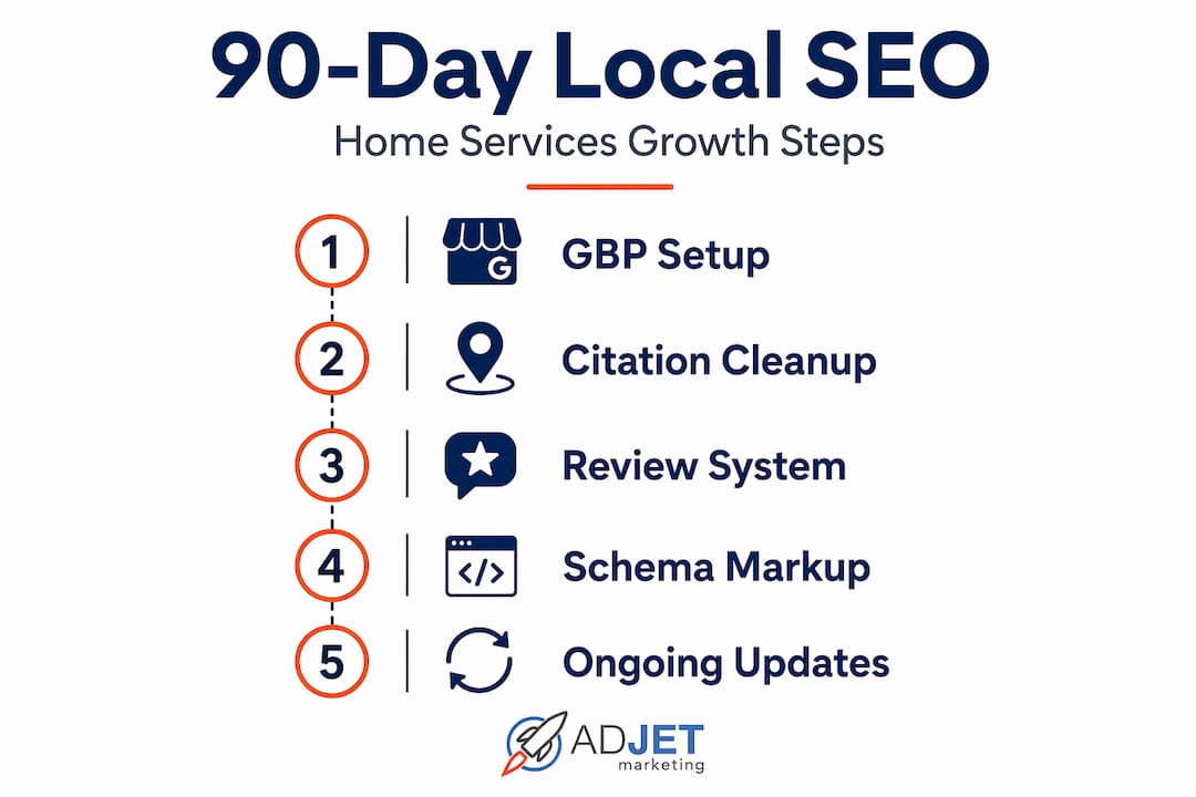 Infographic showing 90-day local SEO timeline