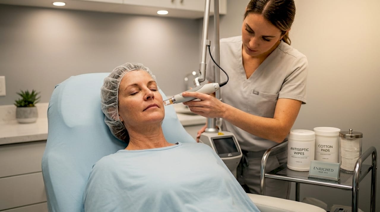 Laser skin treatment in professional clinic