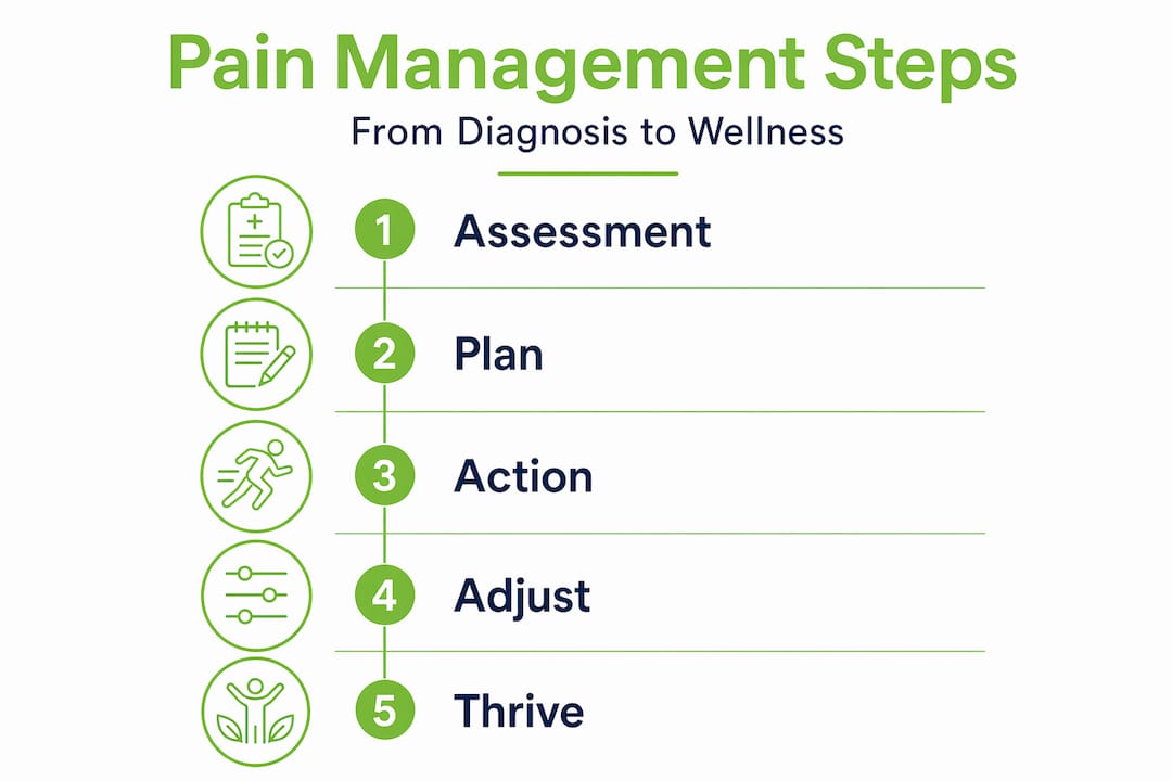 Infographic visualizing pain management steps