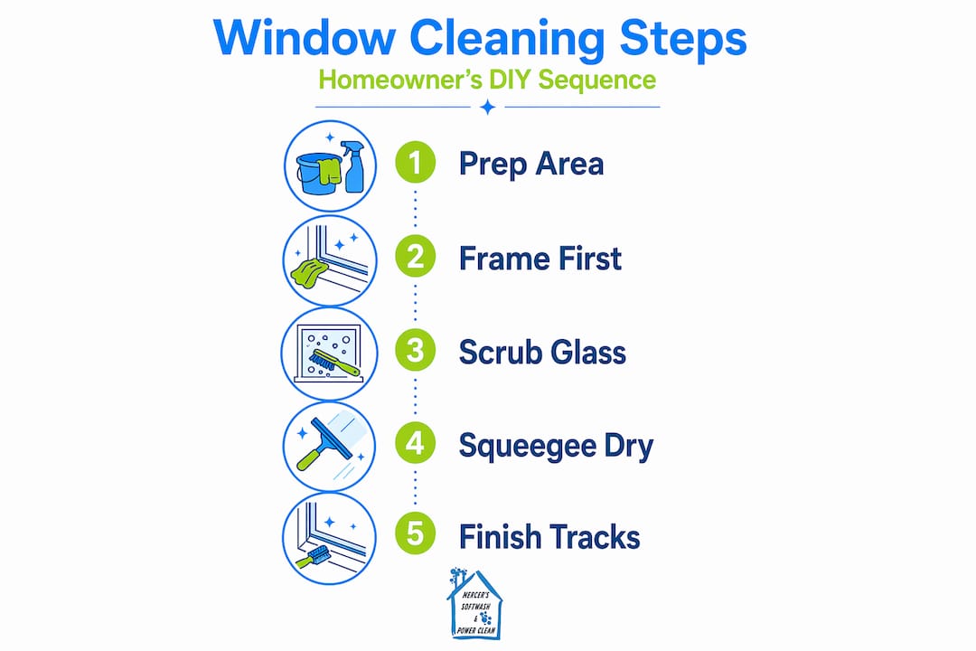 Infographic showing window cleaning workflow steps