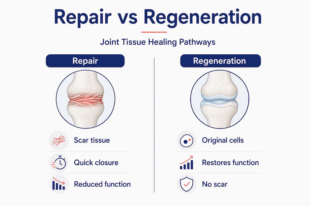 Infographic comparing tissue repair and regeneration
