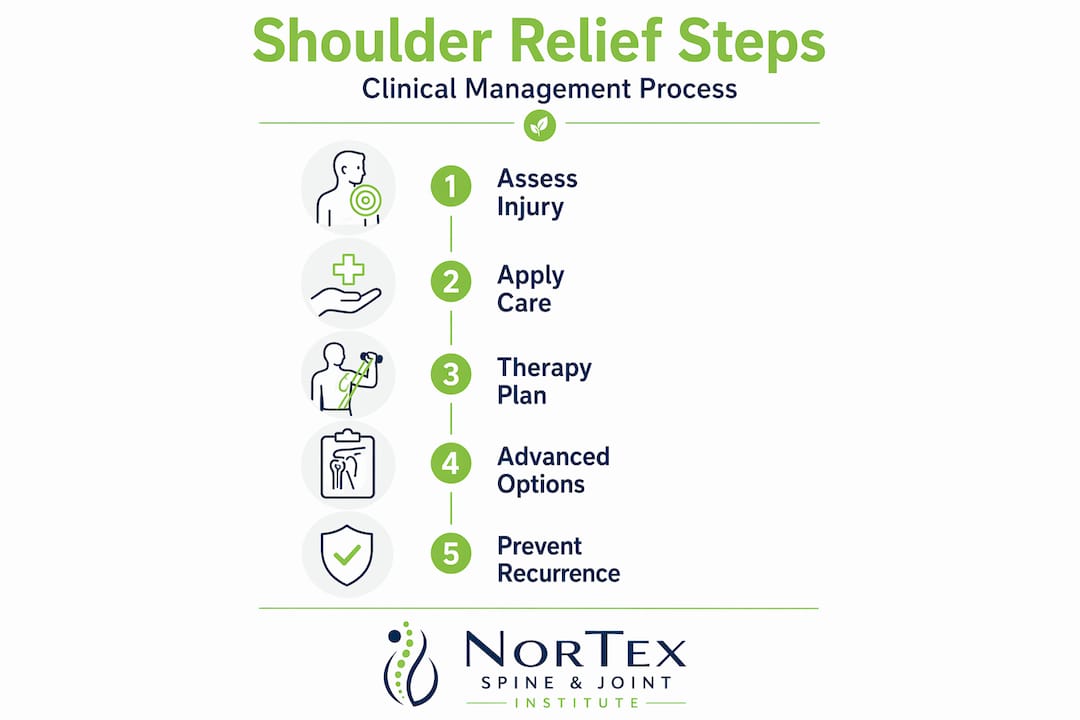 Infographic of shoulder pain relief stages
