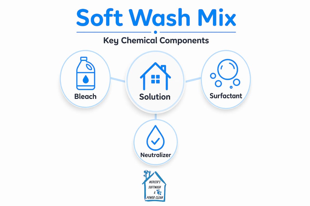 Hierarchy infographic showing soft wash components