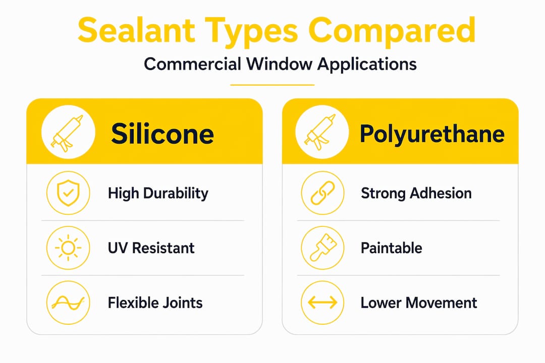 Infographic comparing silicone and polyurethane sealants