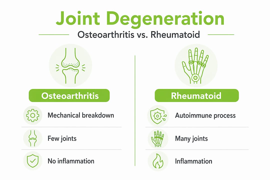 Infographic comparing osteoarthritis and rheumatoid arthritis