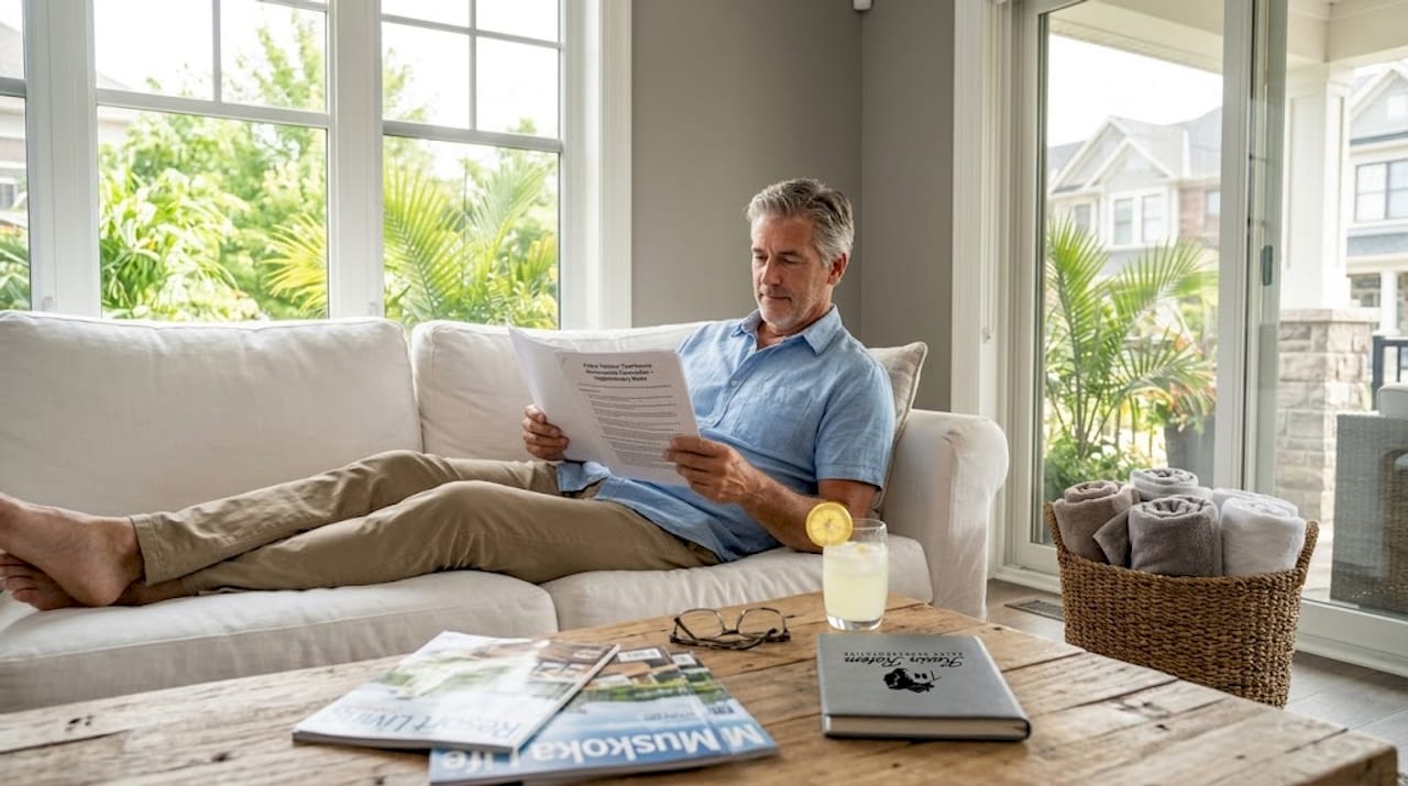 Homeowner reviews resort property documents