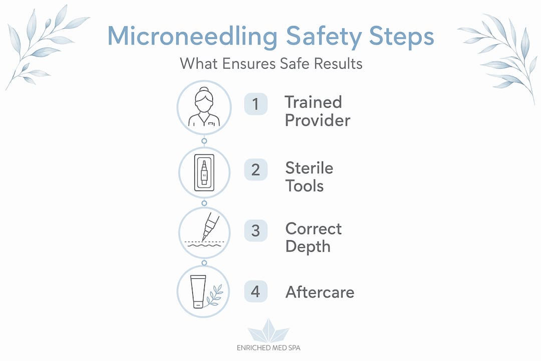 Infographic showing safe microneedling steps