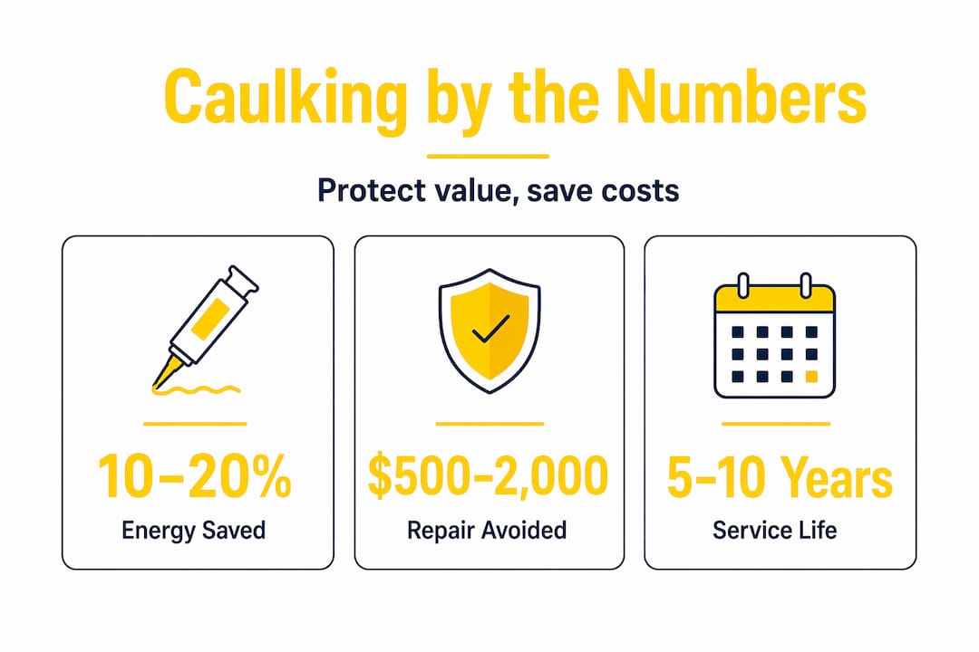 Infographic showing caulking savings and lifespan
