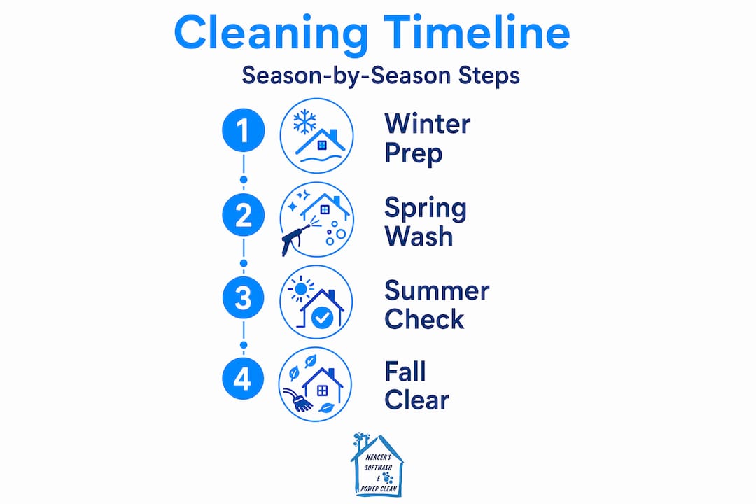 Infographic showing seasonal exterior cleaning timeline