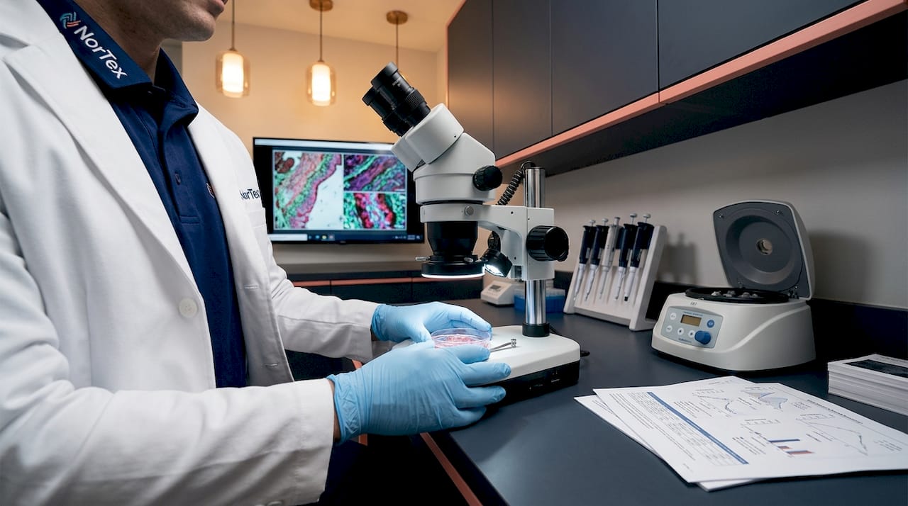 Lab technician studying stem cells