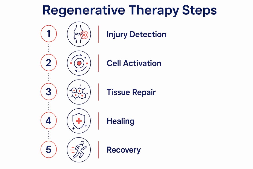 Infographic outlining regenerative therapy steps